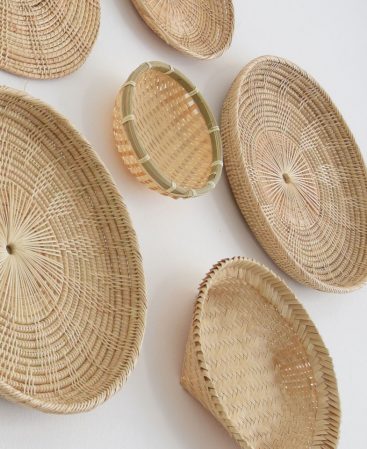 JAI - Set of 11 Handwoven Wicker Rattan Wall Art Basket Plates