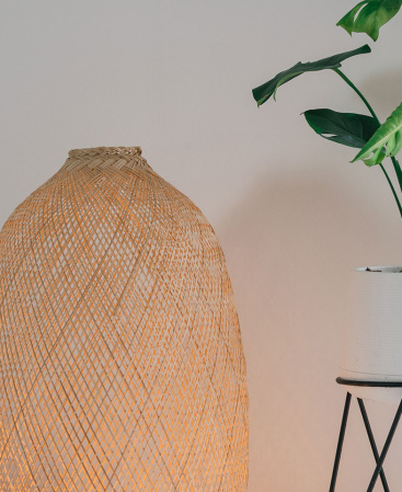 Jumbo Size Free Standing Woven Bamboo Floor Lamp