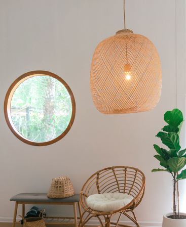 Jumbo Sized Flexible Bamboo Pendant Light
