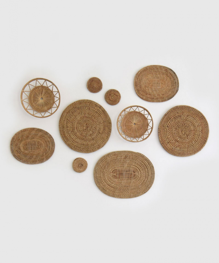 SEE Set of 4 Handwoven Wicker Rattan Wall Art Basket Pieces