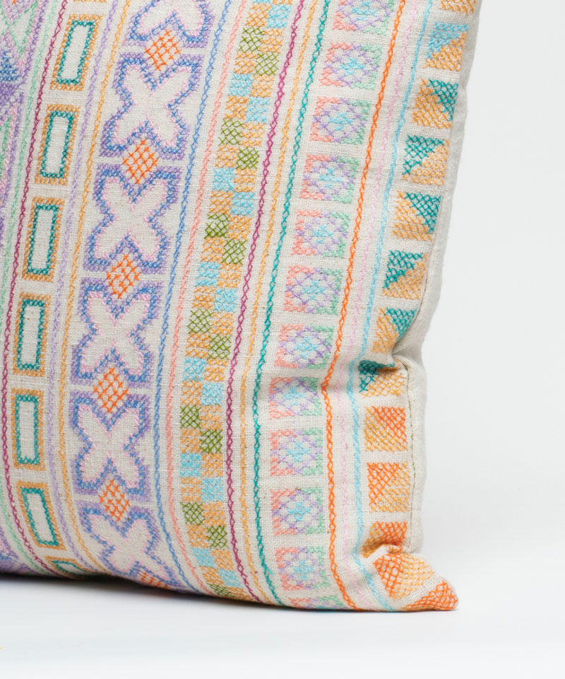 Lanna Embroidered & Hand Stitched Flower Hill Tribe Textile Cushion