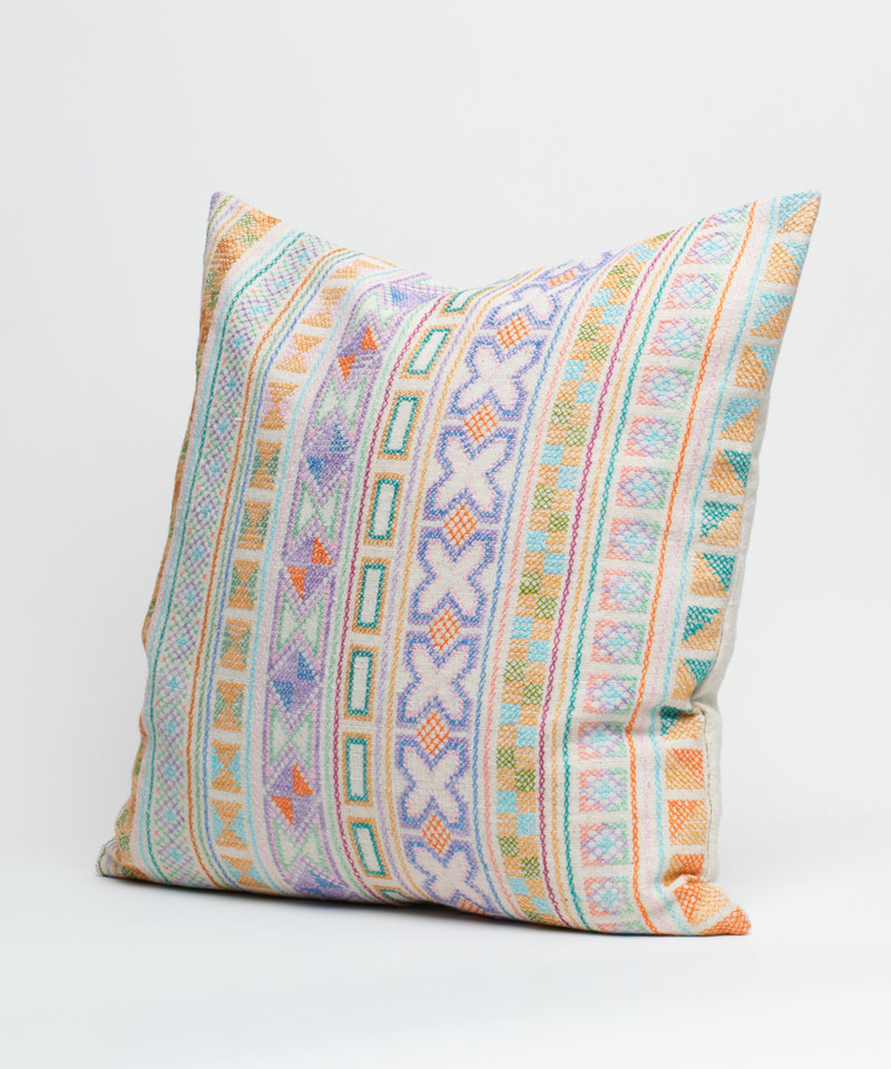 Lanna Embroidered & Hand Stitched Flower Hill Tribe Textile Cushion