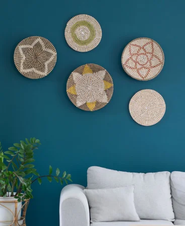 Set of 5 Handwoven Water Hyacinth Wall Decor