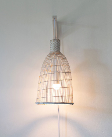 White Bamboo Pendant Light Wall Lamp Plug In Wall Sconce