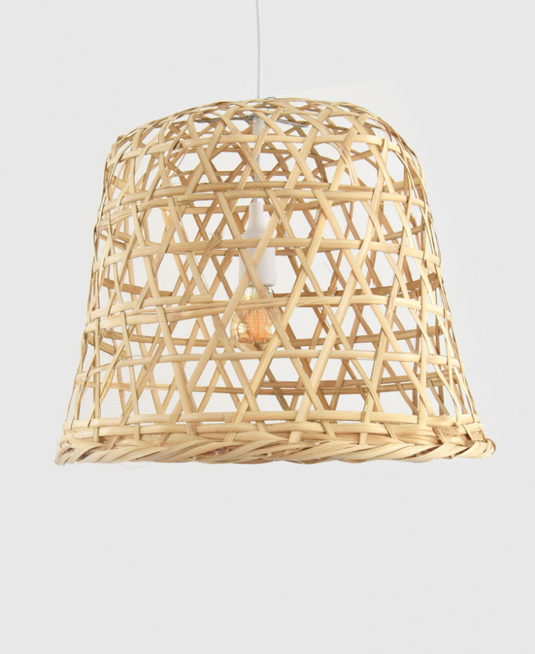 Large Lanna Passa Repurposed Asian Cabbage Basket Bamboo Light