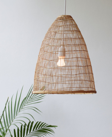 Large Rustic Woven Bamboo Pendant Light