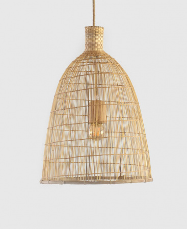 Large Size Thin Necked Fishing Trap Bamboo Basket Pendant Light