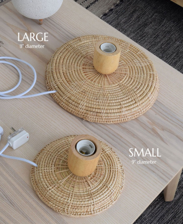Large and small rattan lamp base sizes.
