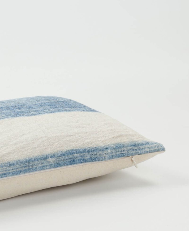 Light blue indigo with a white stripe.