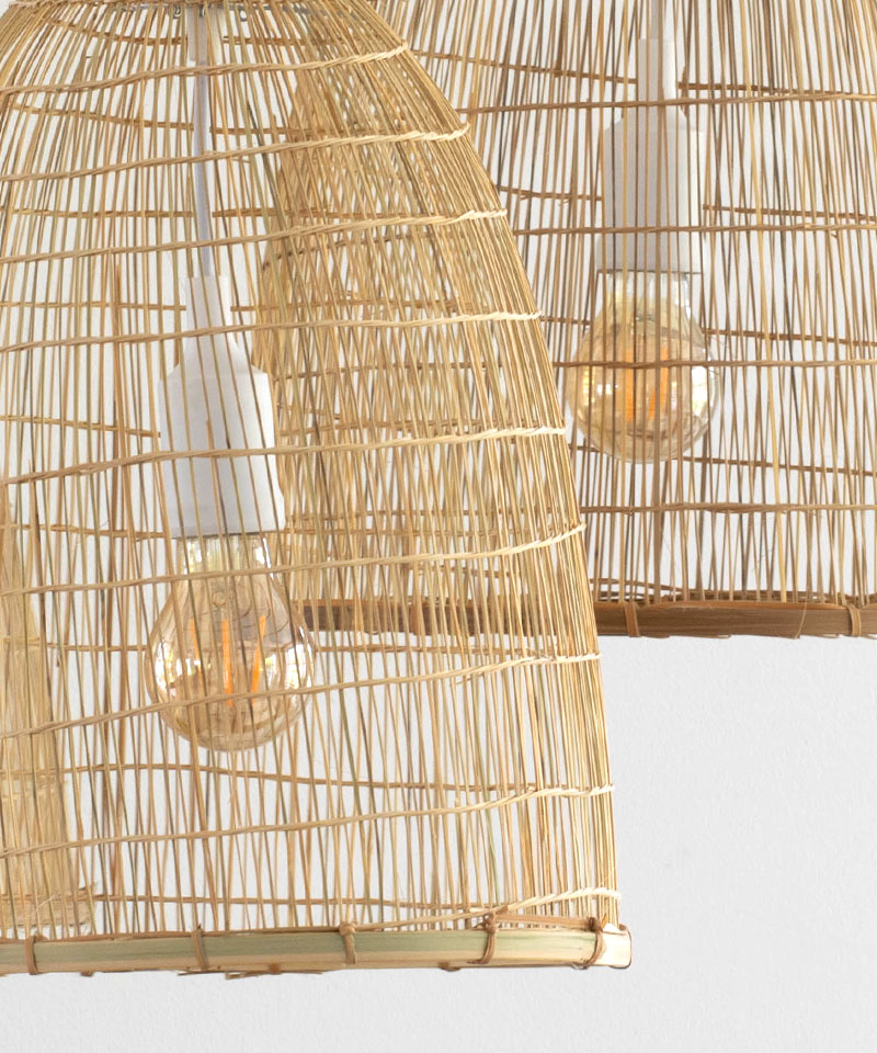 Long Necked Fishing Trap Bamboo Basket Pendant Light