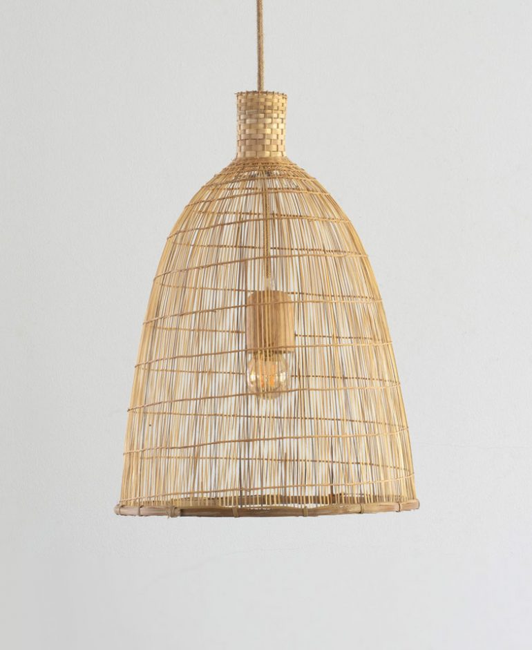 Long Necked Fishing Trap Bamboo Basket Pendant Light