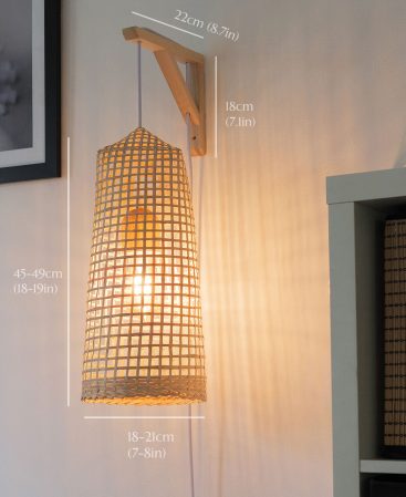 Measurements for a tall boho wall sconce light.