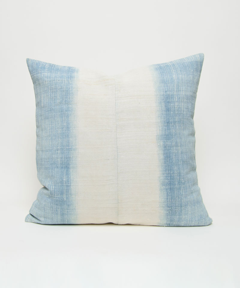 Lanna Passa Natural Hill Tribe Indigo Hemp Textile Throw Pillow