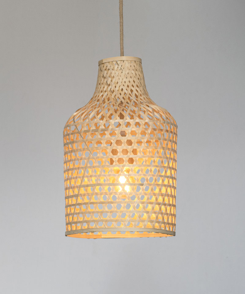 Open Bottom Woven Bamboo Pendant Light