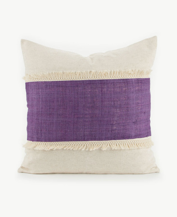 Purple Hemp Tassel Fringe Throw Cushion