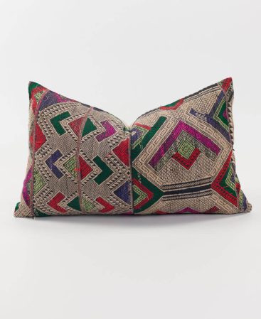 Rare vintage silk cushion made from hill tribe textiles.