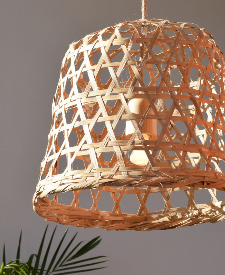Repurposed Asian Cabbage Basket Bamboo Light