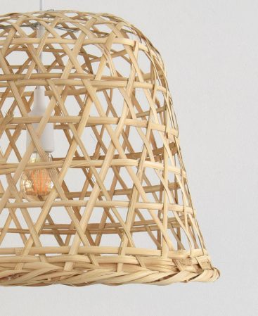Repurposed Asian Cabbage Basket Bamboo Light - Plug In / Swag