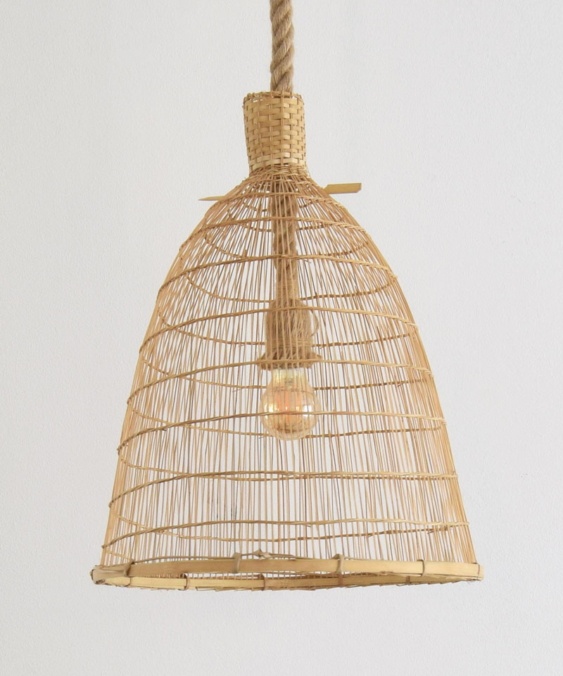 Rustic Bamboo Pendant Light & Thick Rope Cable