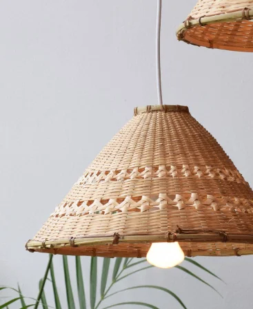 Rustic Cone Shaped Bamboo Pendant Shade