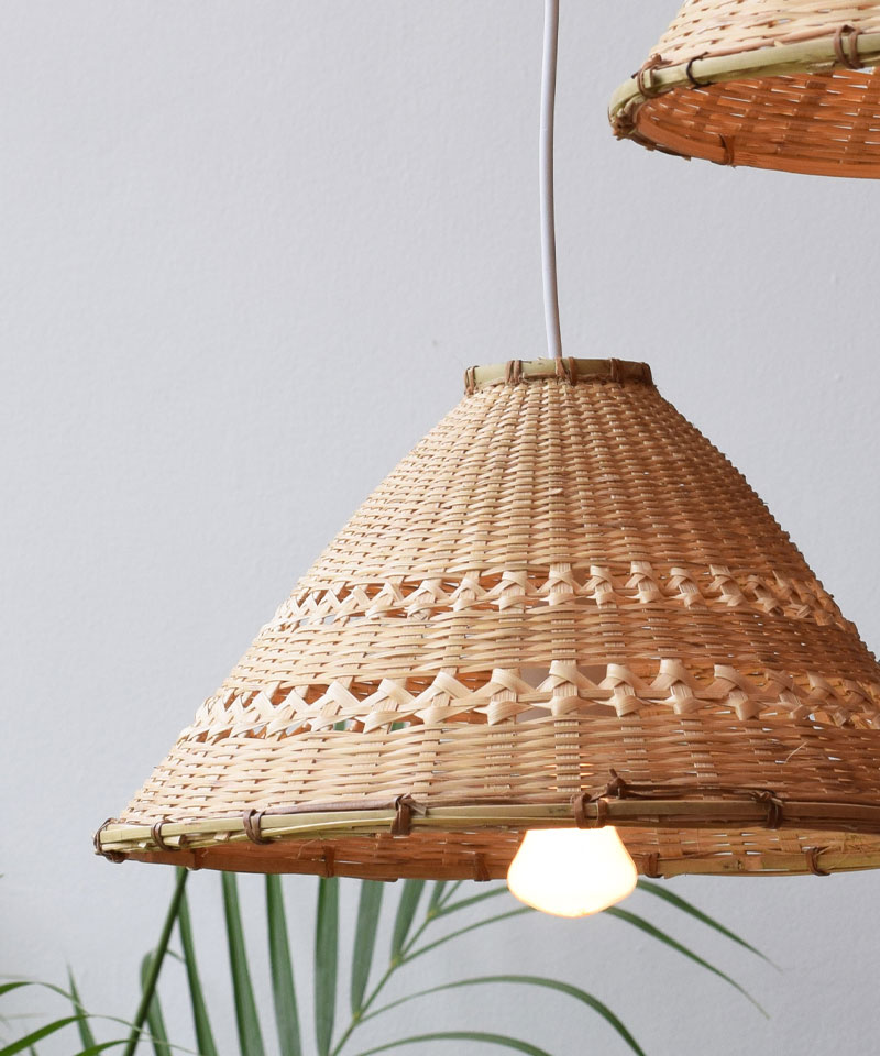Rustic Cone Shaped Bamboo Pendant Shade