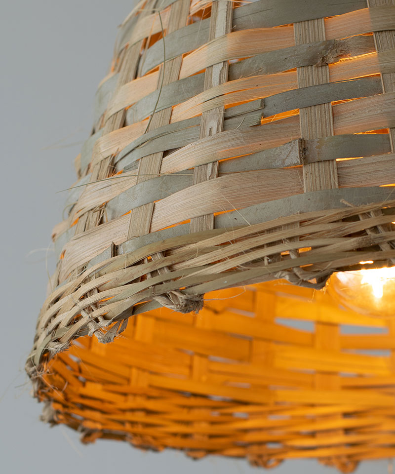 Rustic Handwoven Bamboo Pendant Basket Shade