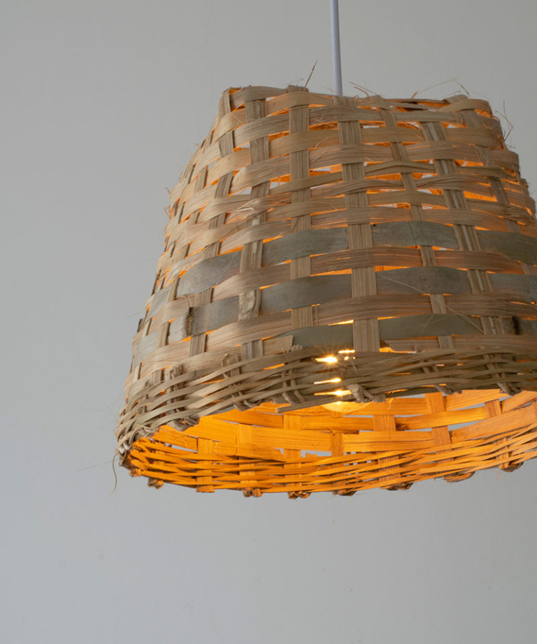 Rustic Woven Bamboo Pendant Light Plug In Swag