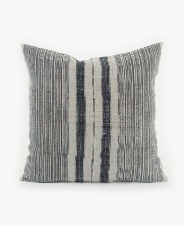 Rustic Striped Hill Tribe Indigo Hemp & Cotton Throw Cushion
