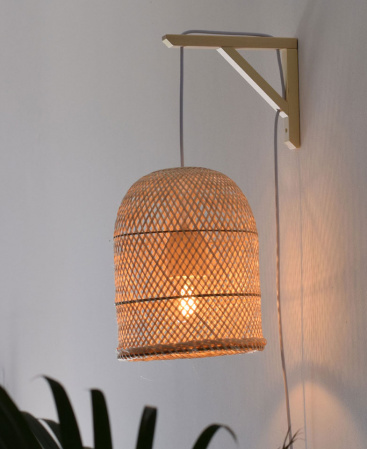Wall Hanging Bamboo Pendant Light - Plug In