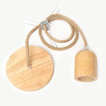 Rustic Wood & Rope Pendant Kit Ceiling Hardwired