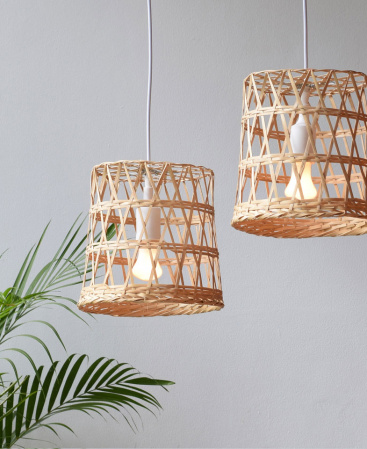 Rustic Woven Bamboo Pendant Light