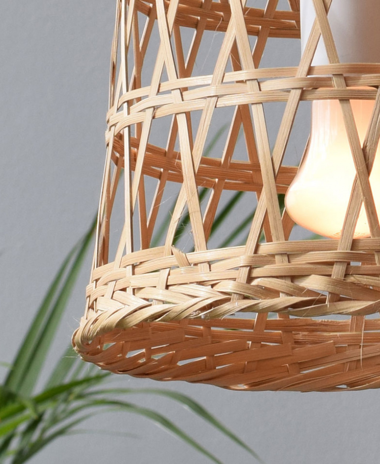 Rustic Woven Bamboo Pendant Light