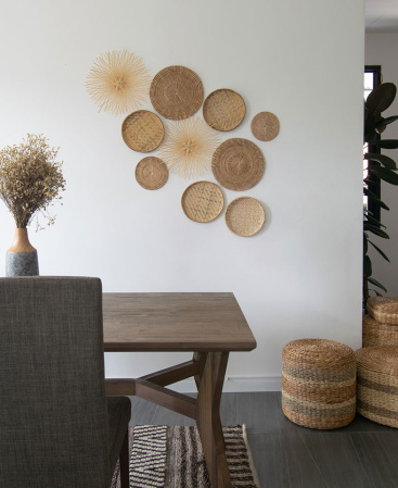 Set of 10 Bamboo, Rattan & Wicker Wall Art Decoration