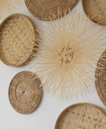 FLOWS - Bamboo, Rattan & Wicker Wall Art Decor Set