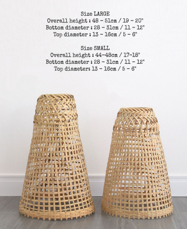 Set of 2 - Tall Cone Woven Bamboo Floor Lamp