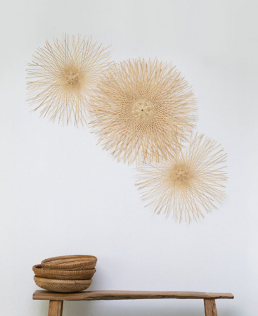 Set of 3 Handwoven Bamboo Wall Art Pieces