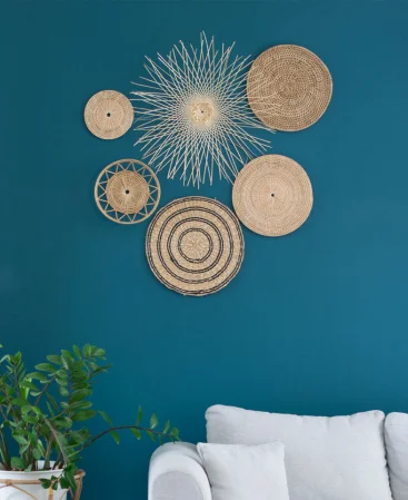 Set of 6 Seagrass, Rattan & Bamboo Wall Art Decor
