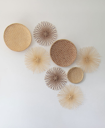 FLARE - Set of 8 Handwoven Bamboo Basket Wall Decor