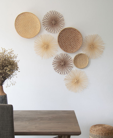 FLARE - Set of 8 Handwoven Bamboo Basket Wall Decor