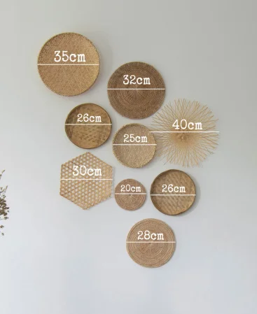 Set of 9 Wicker, Rattan & Bamboo Wall Art Decor