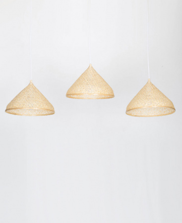 Small Cone Shaped Woven Bamboo Pendant Shade - Plug In / Swag