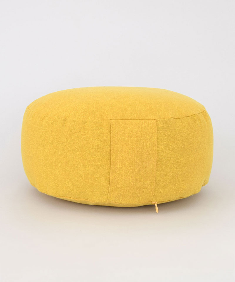 Yellow Stonewash Zafu Meditation Pillow Cushion Floor Round Kapok Insert