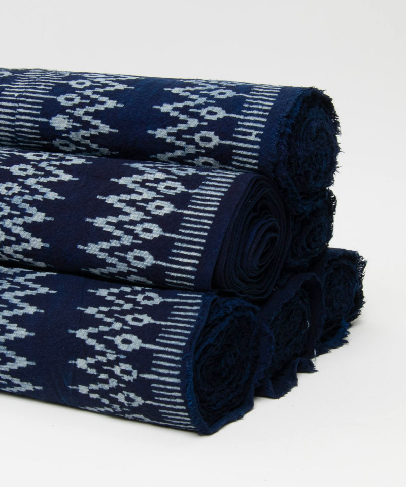 Zig Zag Design Hill Tribe Indigo Batik Fabric Rolls