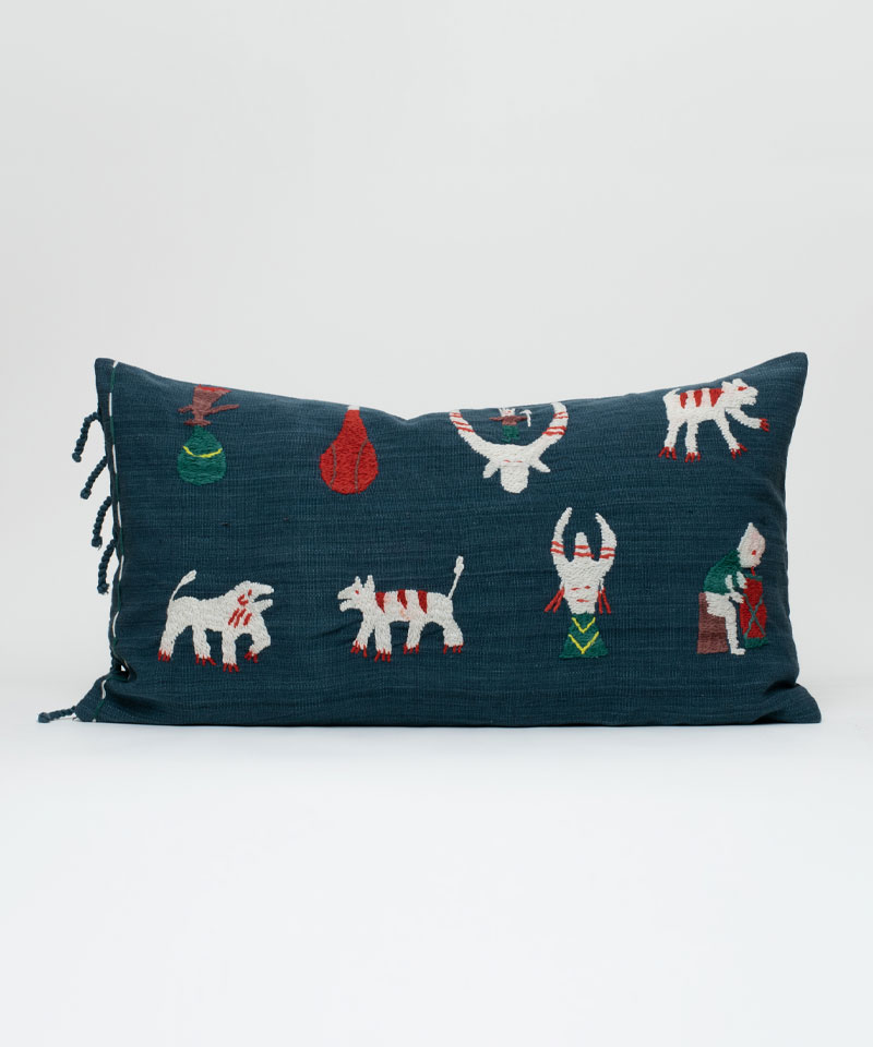 Tai Lu Hill Tribe Hand Stitched & Embroidered Tassel Cushion