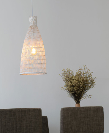 Whitewashed Pendant Light From Natural Bamboo