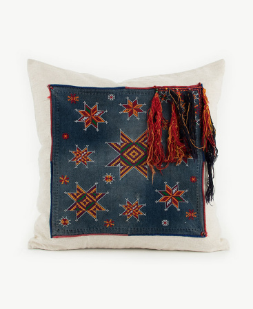 Vintage Hill Tribe Dress Patch & Hemp Cushion with Tassels