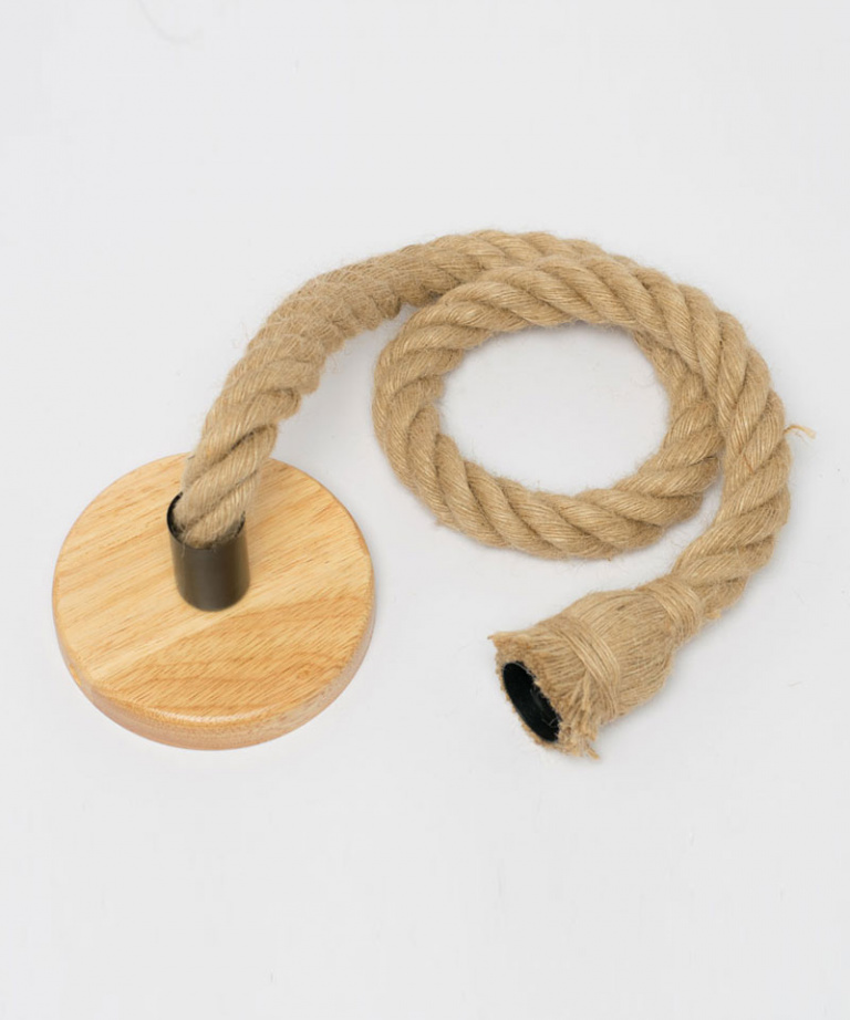 Rustic Bamboo Pendant Light & Thick Rope Cable - Lanna Passa