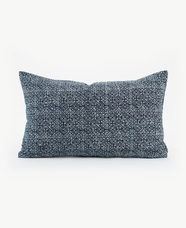 Traditional Hill Tribe Indigo Batik Throw Cushion