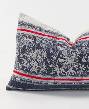 Up close view of tribal textiles on a cushion cover.