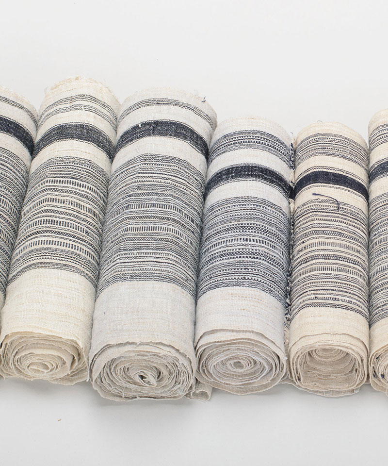 Vintage Hill Tribe Hemp & Cotton Striped Fabric